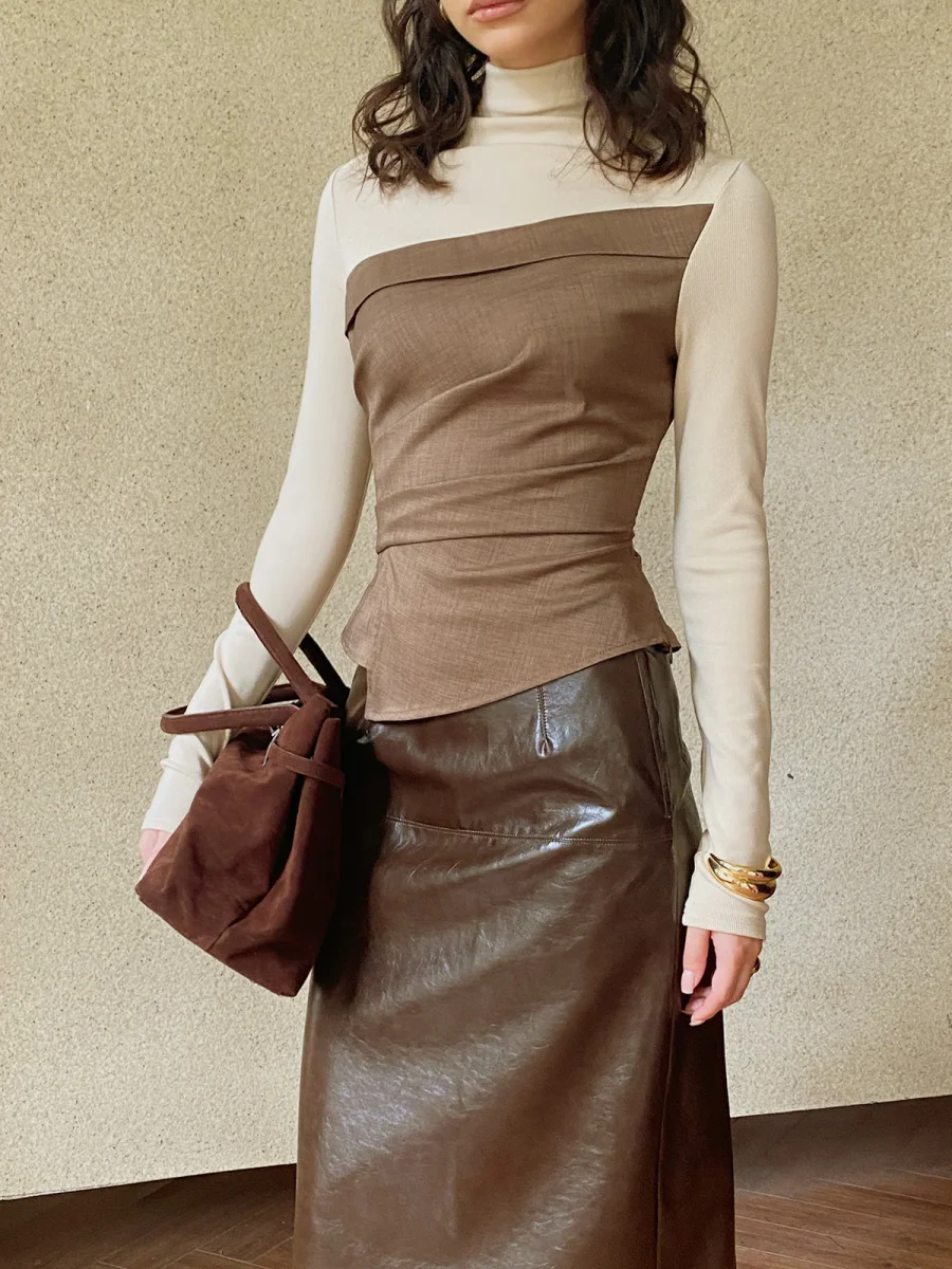 Two-tone structured top | Corset effect | Elegant stand-up collar – Image 6