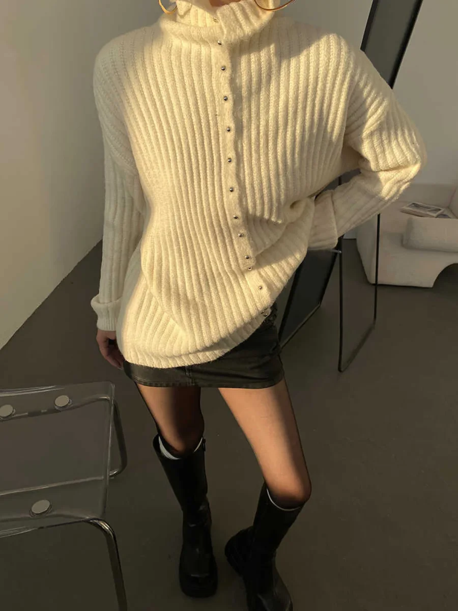 Cardigan Côtelé | Crème Oversize | Sensuel et Confortable – Image 5