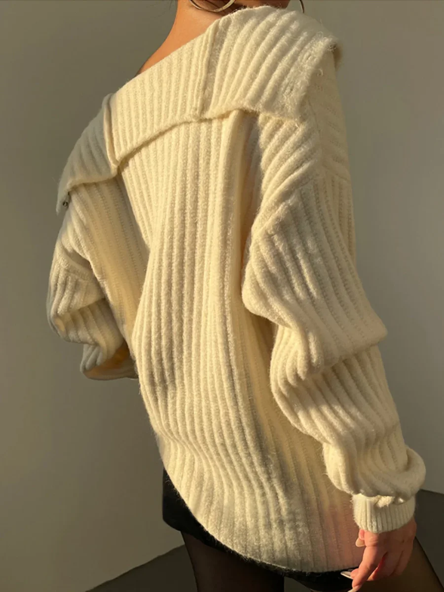 Cardigan Côtelé | Crème Oversize | Sensuel et Confortable – Image 6