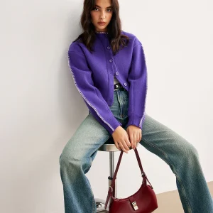 Cardigan en Maille | Tricot Violet | Couche Douce et Stylée