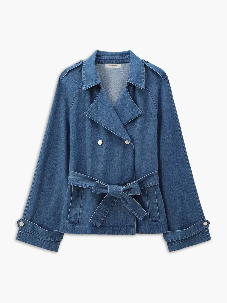 Belted Jean Jacket | Trench Style | Marked Waist – Image 3