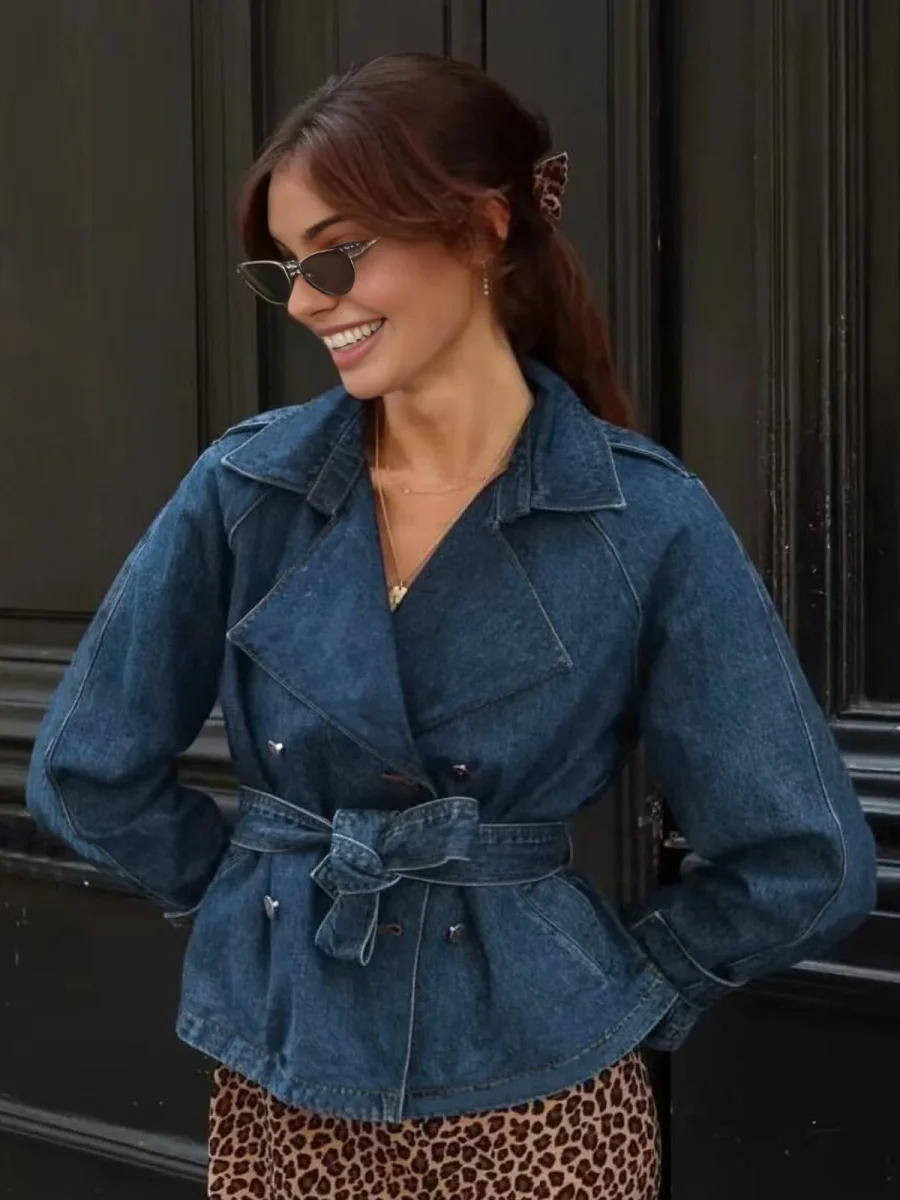 Belted Jean Jacket | Trench Style | Marked Waist – Image 2