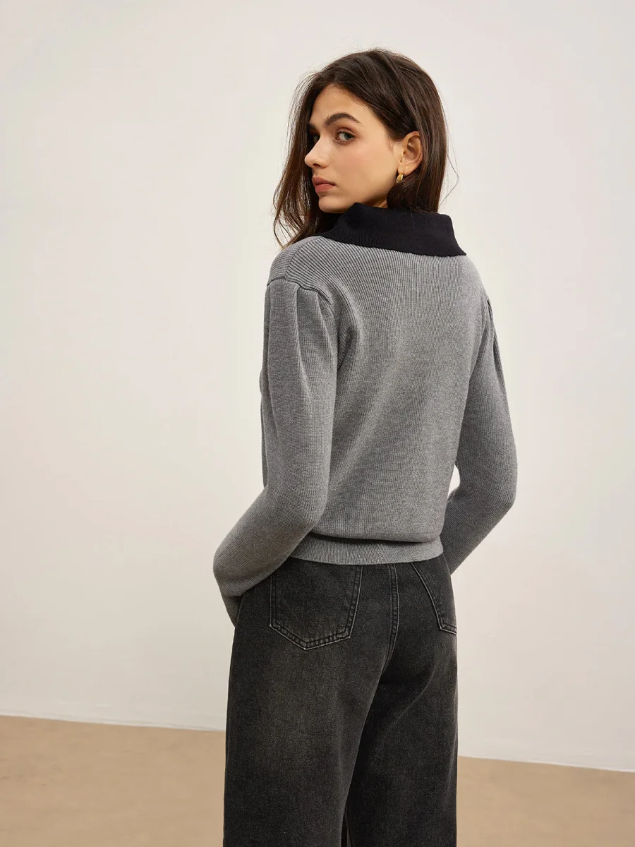 Cardigan Contrasté | Gris & Noir | Élégance Structurée – Image 7