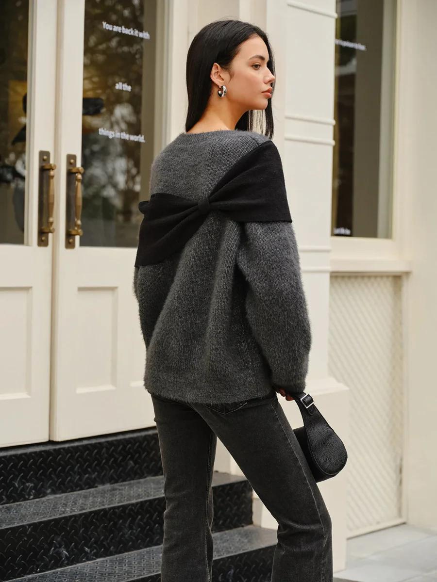 Pull Gris Duveteux | Coupe Décontractée | Look Hivernal Moderne – Image 5