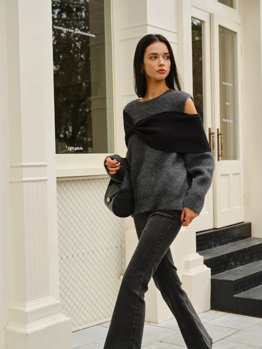 Pull Gris Duveteux | Coupe Décontractée | Look Hivernal Moderne – Image 6