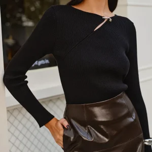 Asymmetrical Black Top | Gold Clasp | Elegant & Modern