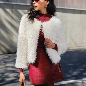 Off White Faux Fur Jacket | Chic and Soft to the Touch