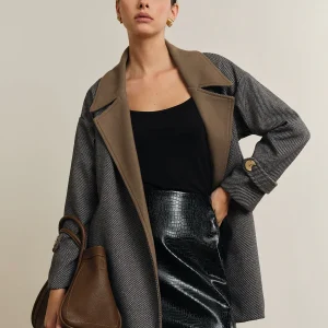 Contrast Chevron Jacket | Grey & Taupe | Urban and Elegant