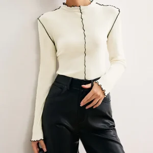 Cream Top | Stretch Cotton | Elegant Wavy Finishes