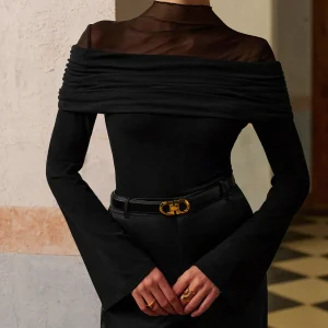 Top Drapé Épaules en Tulle | Coton | Elegant, Refined and Structured