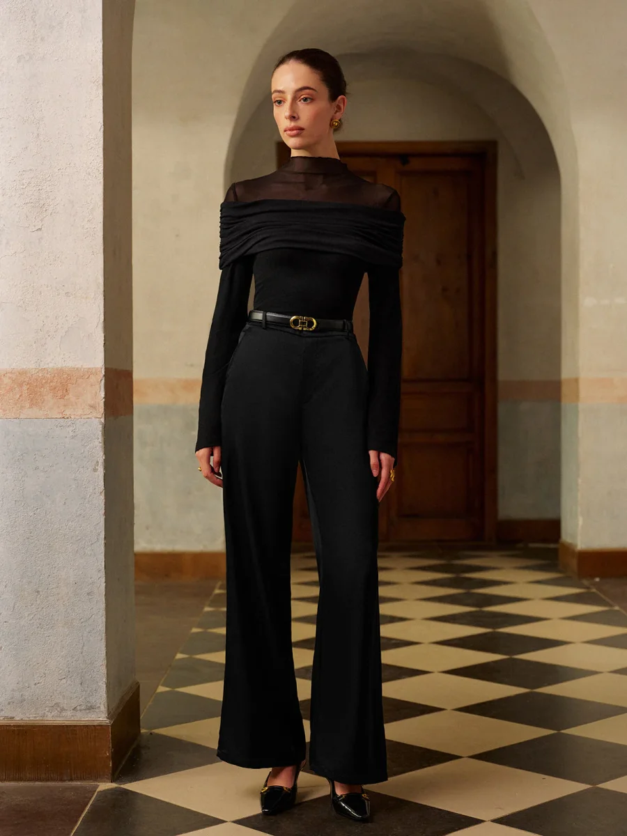 Top Drapé Épaules en Tulle | Coton | Elegant, Refined and Structured – Image 5