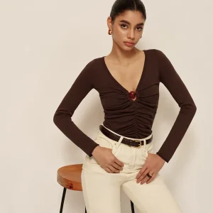 Top Dark brown | V-neckline | Elegant & Tailored