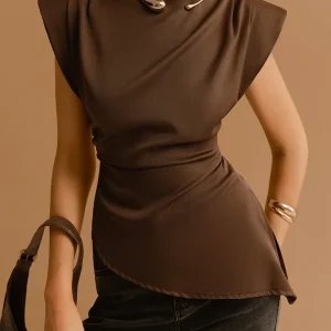 Top Chocolat | Structured Cut & Asymmetrical Bottom | Architectural Elegance