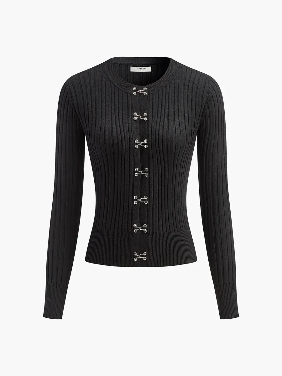 Lena - Cardigan Côtelé | Noir | Moderne et Sophistiqué – Image 9