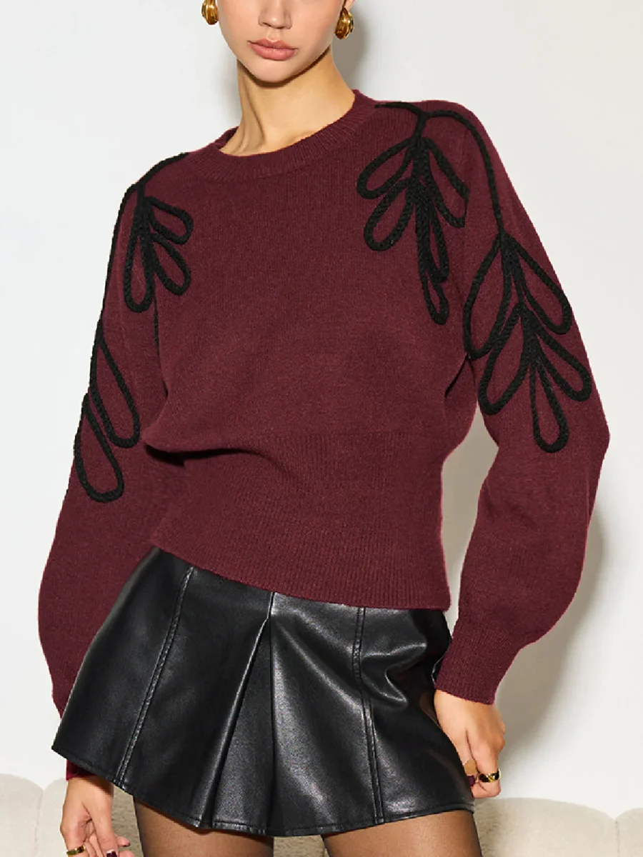 Elena - Pull Brodé | Bordeaux | Chic et Original – Image 3