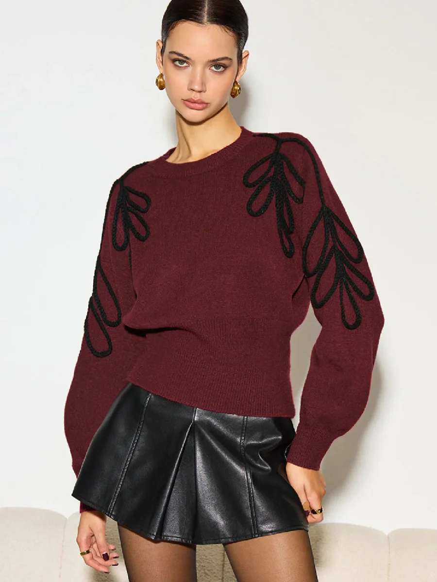Elena - Pull Brodé | Bordeaux | Chic et Original – Image 7