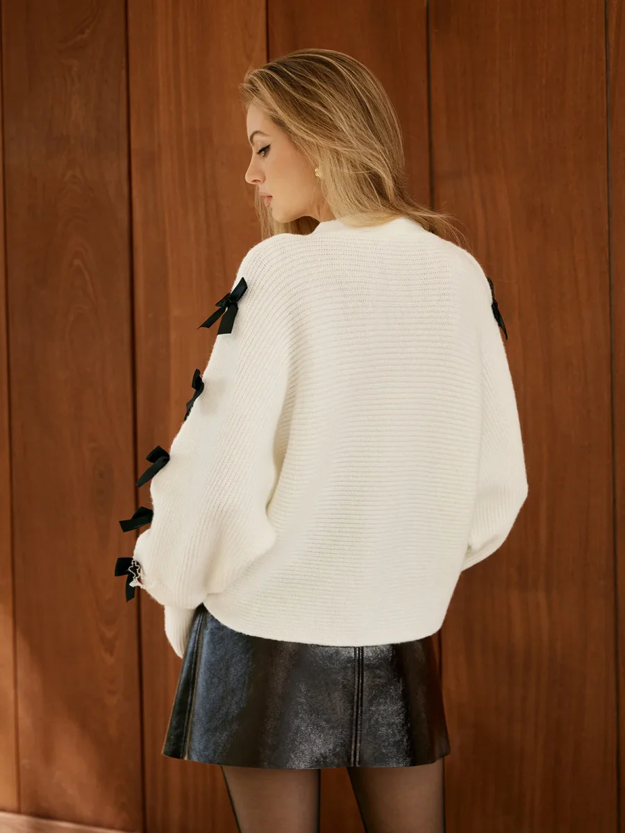 White Knotted Cardigan | Ample Cut | Romantic & Modern – Image 4