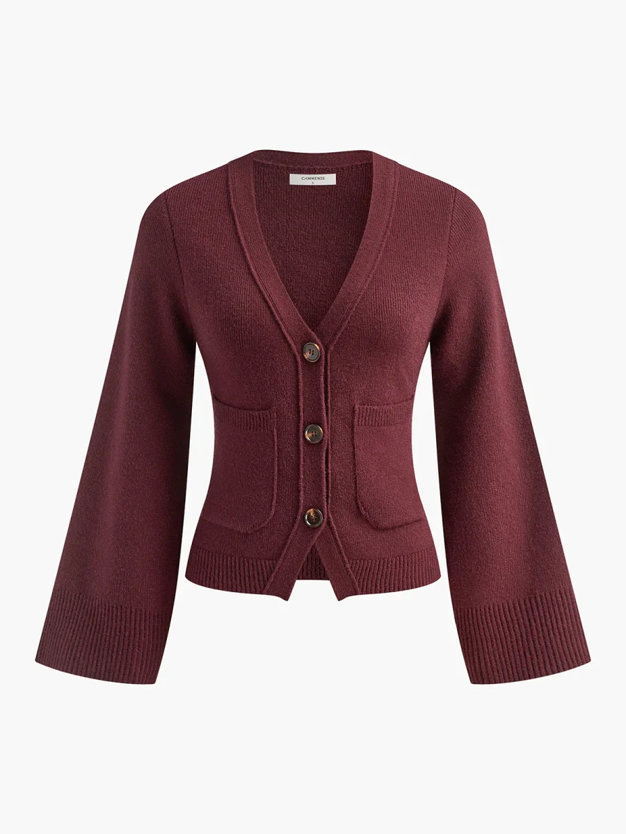 Cardigan Maille Taupe | Col V & Boutons | Confort Classique – Image 8