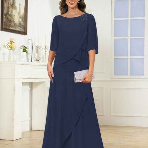 Robes Mère De La Mariée En Mousseline À Volants Dentelle Appliqués Larkin