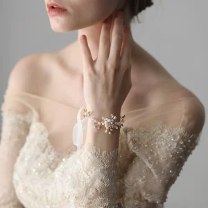 Bracelet De Mariage Chic Fleur Et Perles