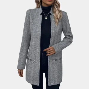 Long herringbone blazer | Cotton | Elegant and structured