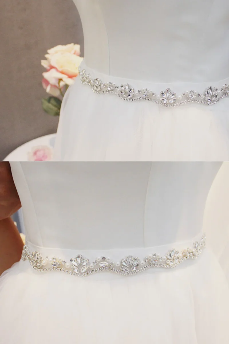 Ceinture Ruban De Mariage Brillante Avec Strass – Image 3