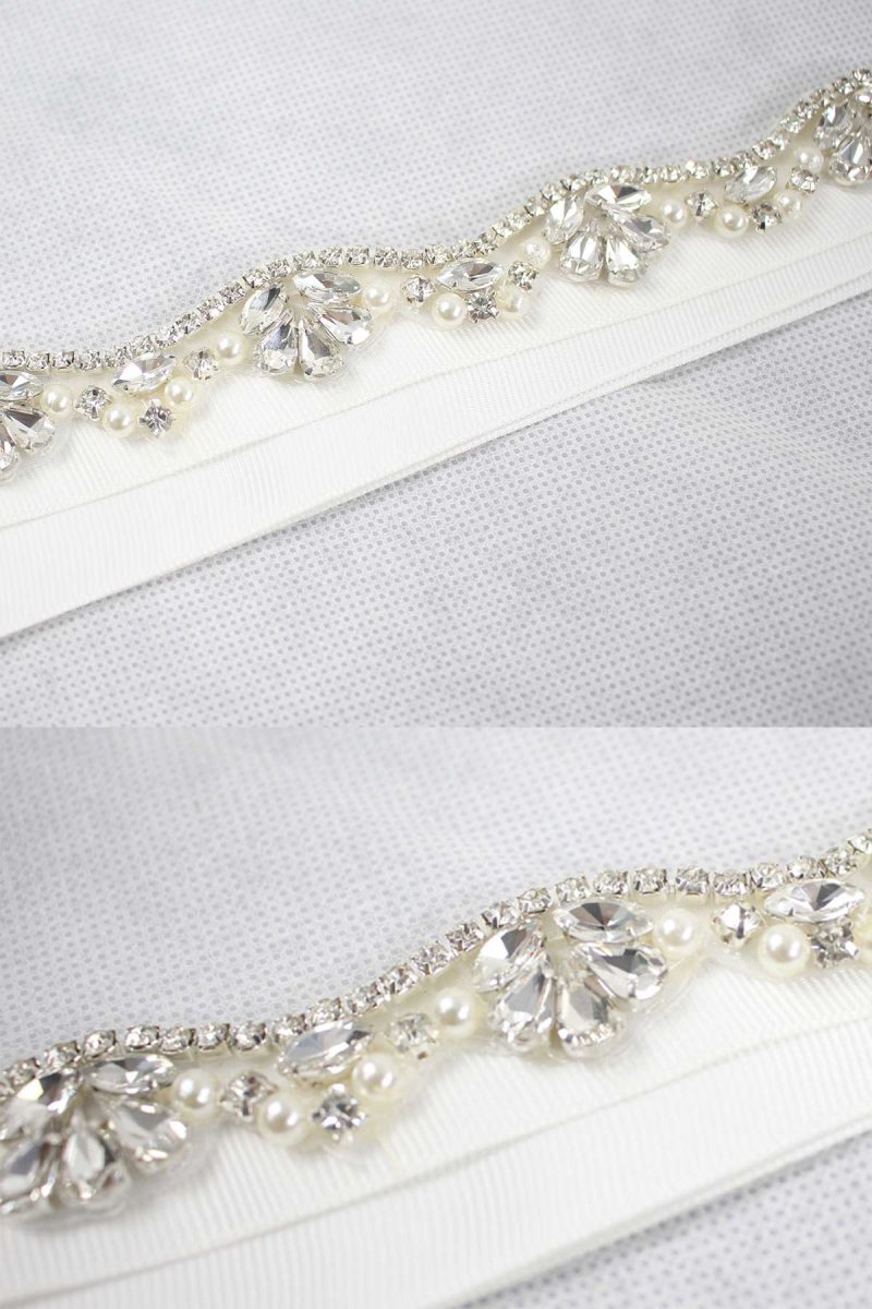 Ceinture Ruban De Mariage Brillante Avec Strass – Image 4