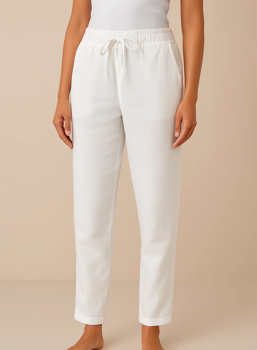 Pantalon droit en coton | Blanc | Décontracté et confortable