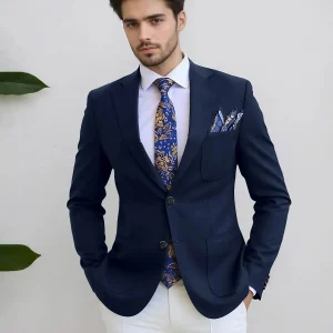 Costume Homme Invité Mariage 2 Pièces Ajusté À Deux Boutons Col Cranté Chic