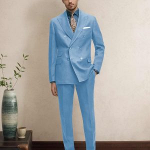 Costume Homme Mariage 2 Pièces À Double Boutonnage Revers À Cran Classique