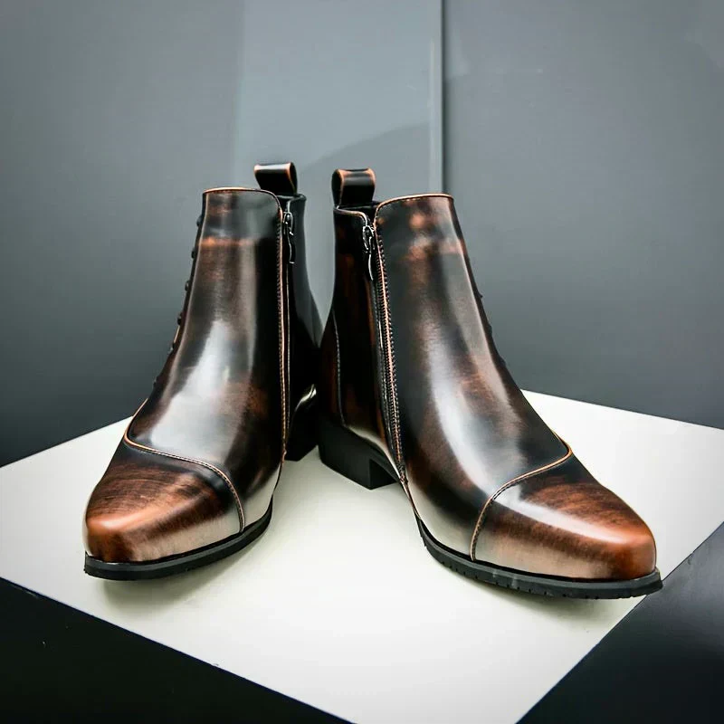 Urban Elegance | Shiny Leather Square-Toe Boots – Image 3