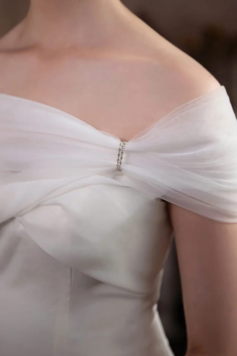 Étole De Mariée Charmante Avec Voile D’Épaule Ajustable – Image 5