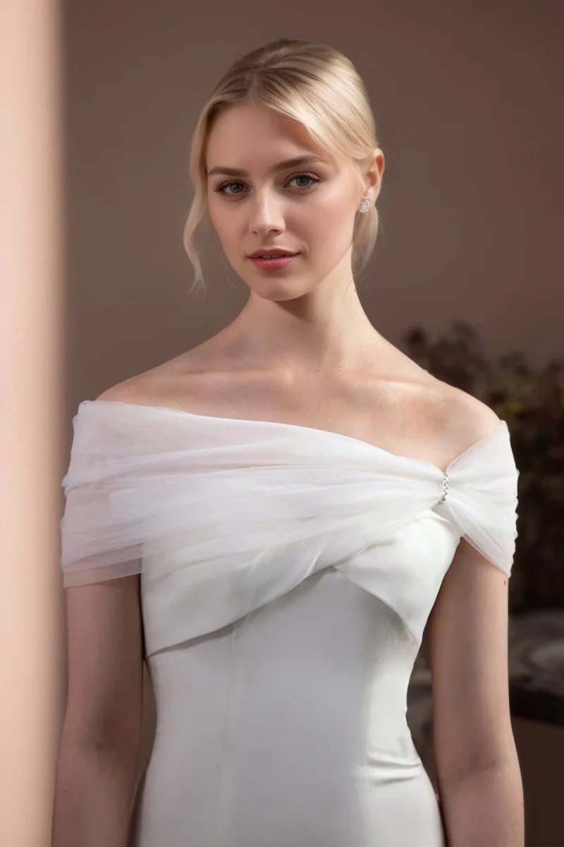 Étole De Mariée Charmante Avec Voile D’Épaule Ajustable – Image 4