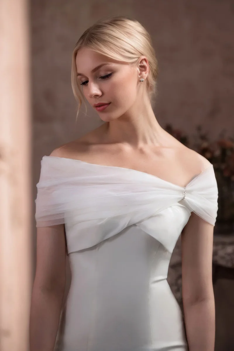 Étole De Mariée Charmante Avec Voile D’Épaule Ajustable