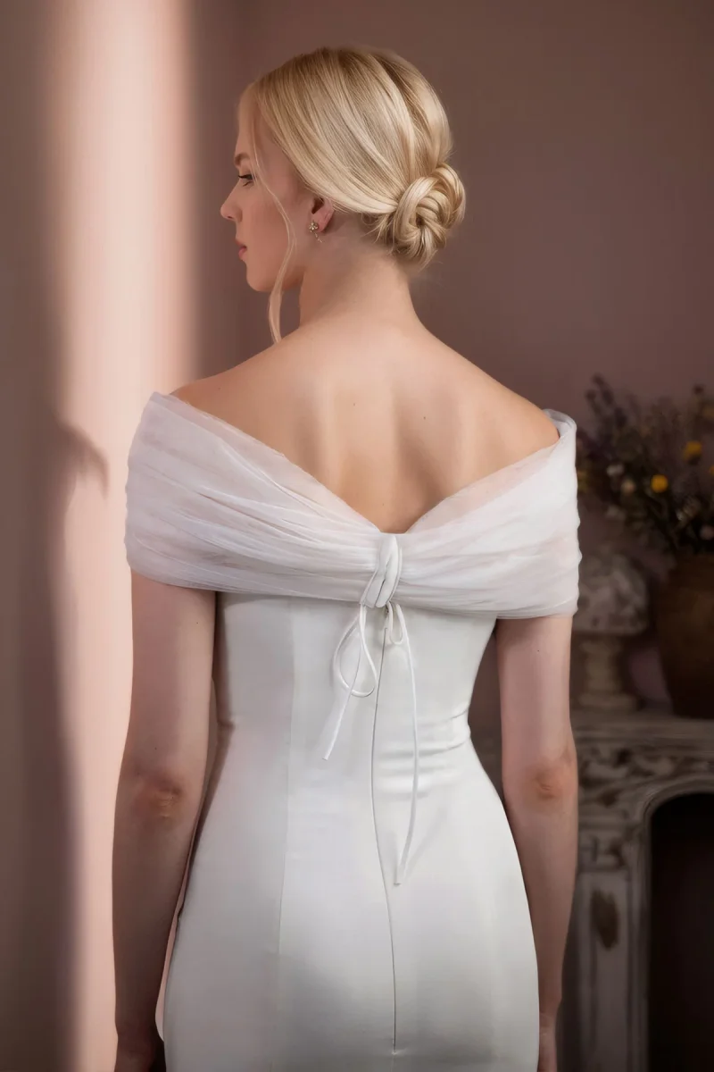 Étole De Mariée Charmante Avec Voile D’Épaule Ajustable – Image 3