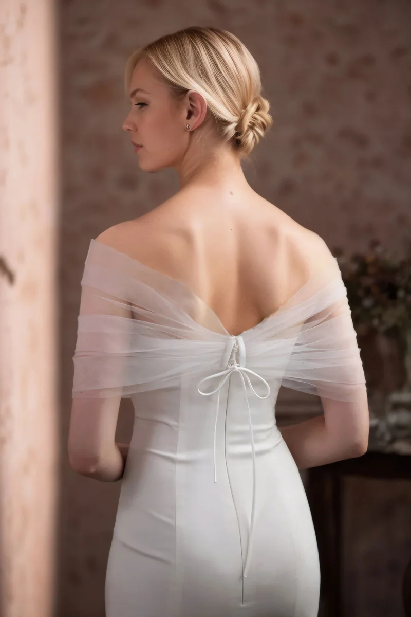 Étole De Mariée En Tulle Avec Appliqués Floraux – Image 5
