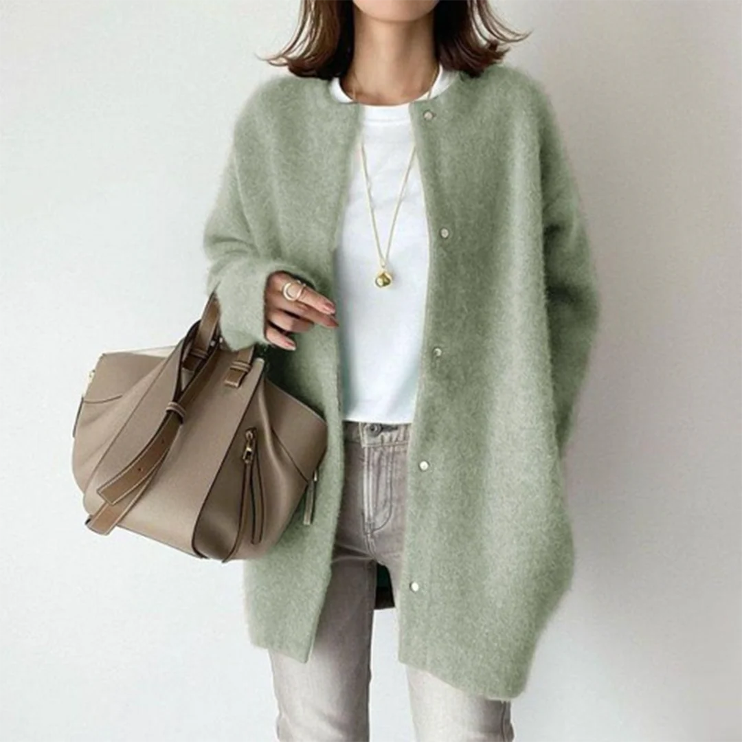 Élise - Gilet Long en Mohair Vert Sauge | Élégant | Chaleur et Douceur – Image 5