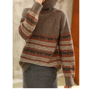 Ingrid - Pull Hiver | Col Roulé | Motif Scandinave