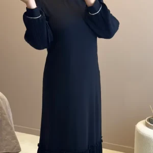ROBE HIJAB NOIR -SIYAH KREP ELBISE