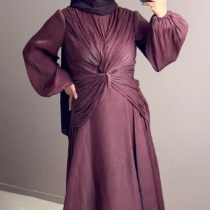 ROBE DE SOIREE MARRON EN ORGANZA-ELEGANCE ET LEGERETE