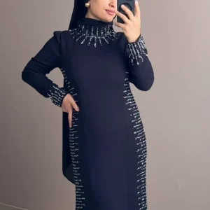 ROBE DE GALA ET SOIREE SIRENE NOIRE AVEC DES PERLES