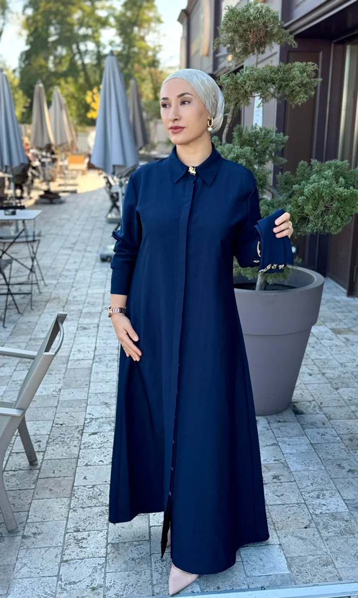 ROBE HIJAB CHIC AVEC CEINTURE-LACIVERT TESETTUR ELBISE – Image 5