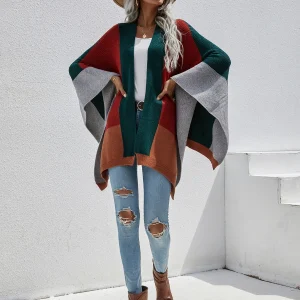 Poncho Cape Color Block | Ample cut and Bohemian look