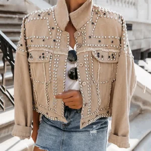 Studded Short Jacket | Cotton | Bold and Glam Style