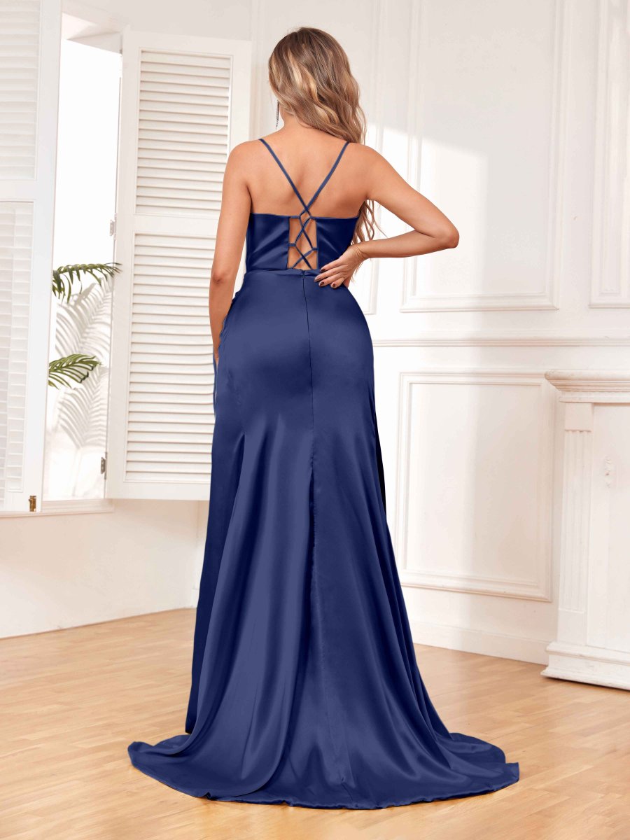 Madison Traîne À Balayage Fente À Jambe Robes De Demoiselle D'Honneur – Image 4