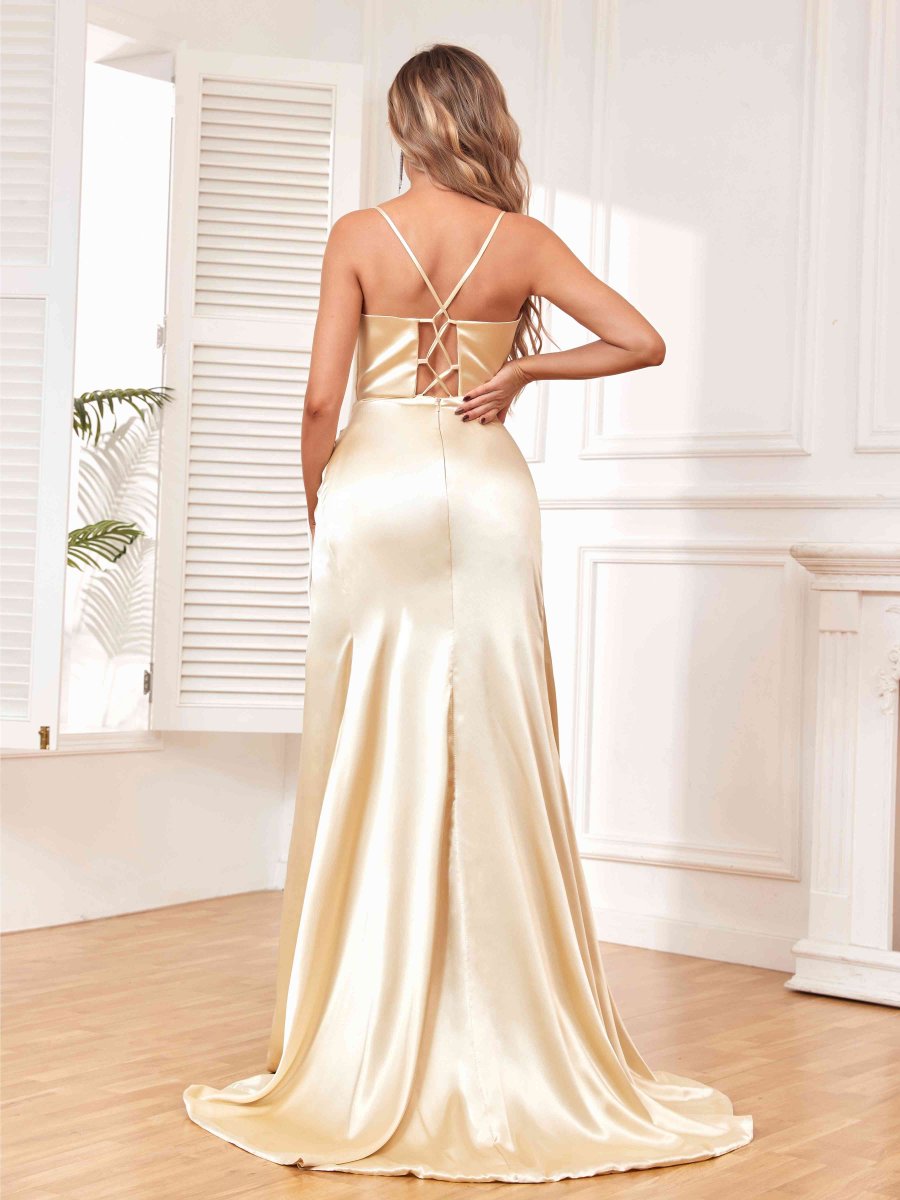 Madison Traîne À Balayage Fente À Jambe Robes De Demoiselle D'Honneur – Image 6