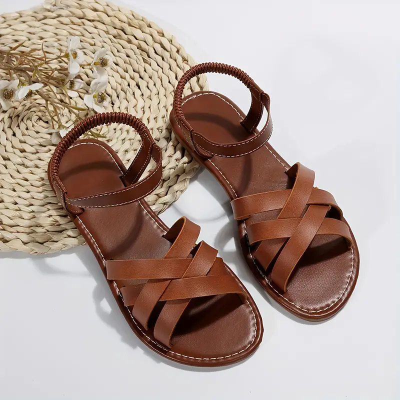 Flat Sandals | Crossed Straps | Summer Comfort – Image 3