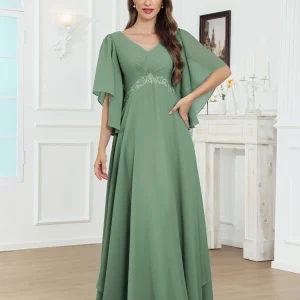 Mère De Mariée En Mousseline À Modeste A-ligne Demi Manches Dentelle Zylia