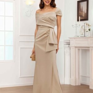 Mère De Mariée En Satin À Moderne Gaine Une Épaule Traîne Balayage Berylia