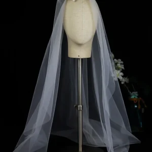 Nouveau Voile Blanc Simple Orné De Perles